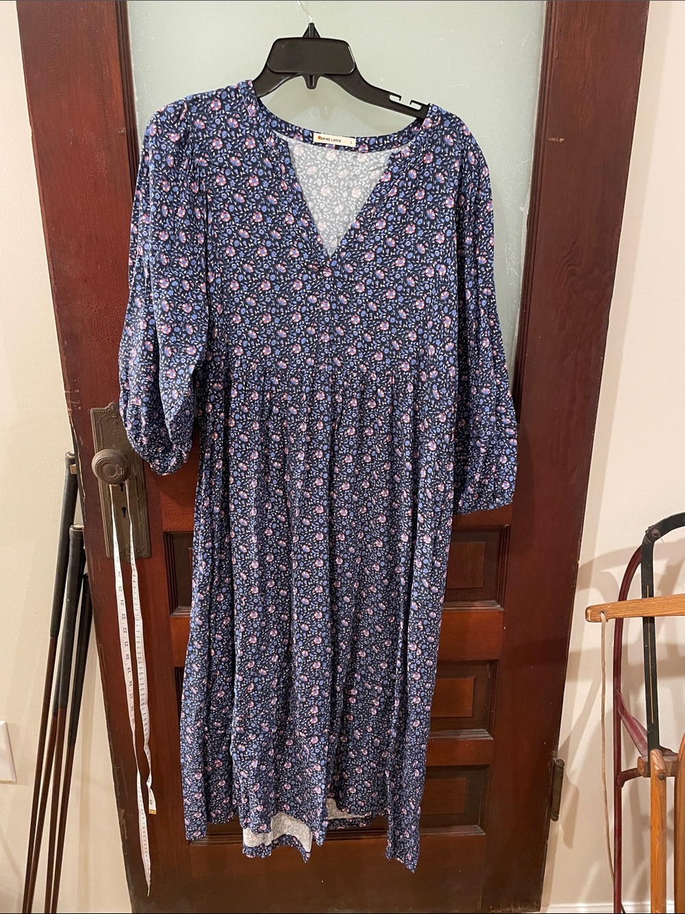 Marine Layer Navy Floral Maxi Dress with Pink Prints